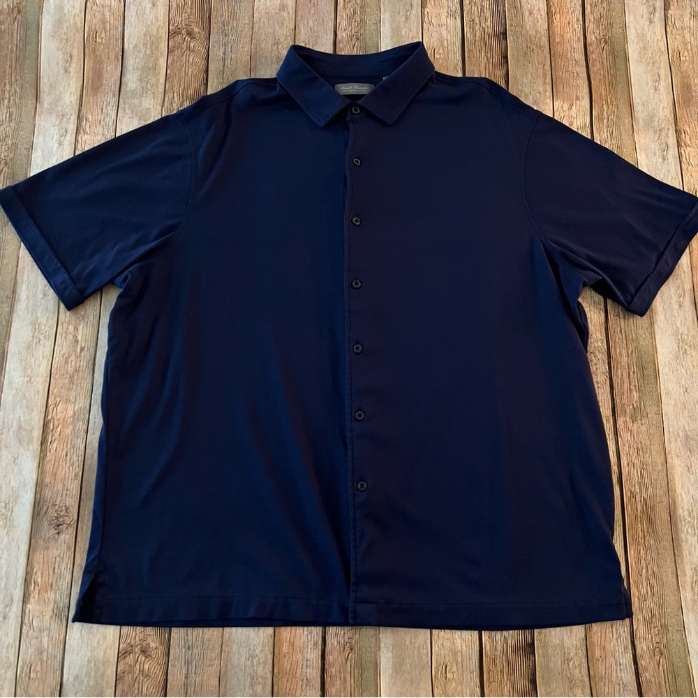 Daniel Cremieux mens knit short sleeve button down shirt | size 2XL